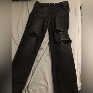 Black high rise ripped jeans